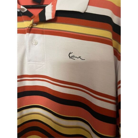 Kani Gold Mens Multi-Color Striped Short-Sleeve Polo Shirt Extra Large - Picture 8 of 12